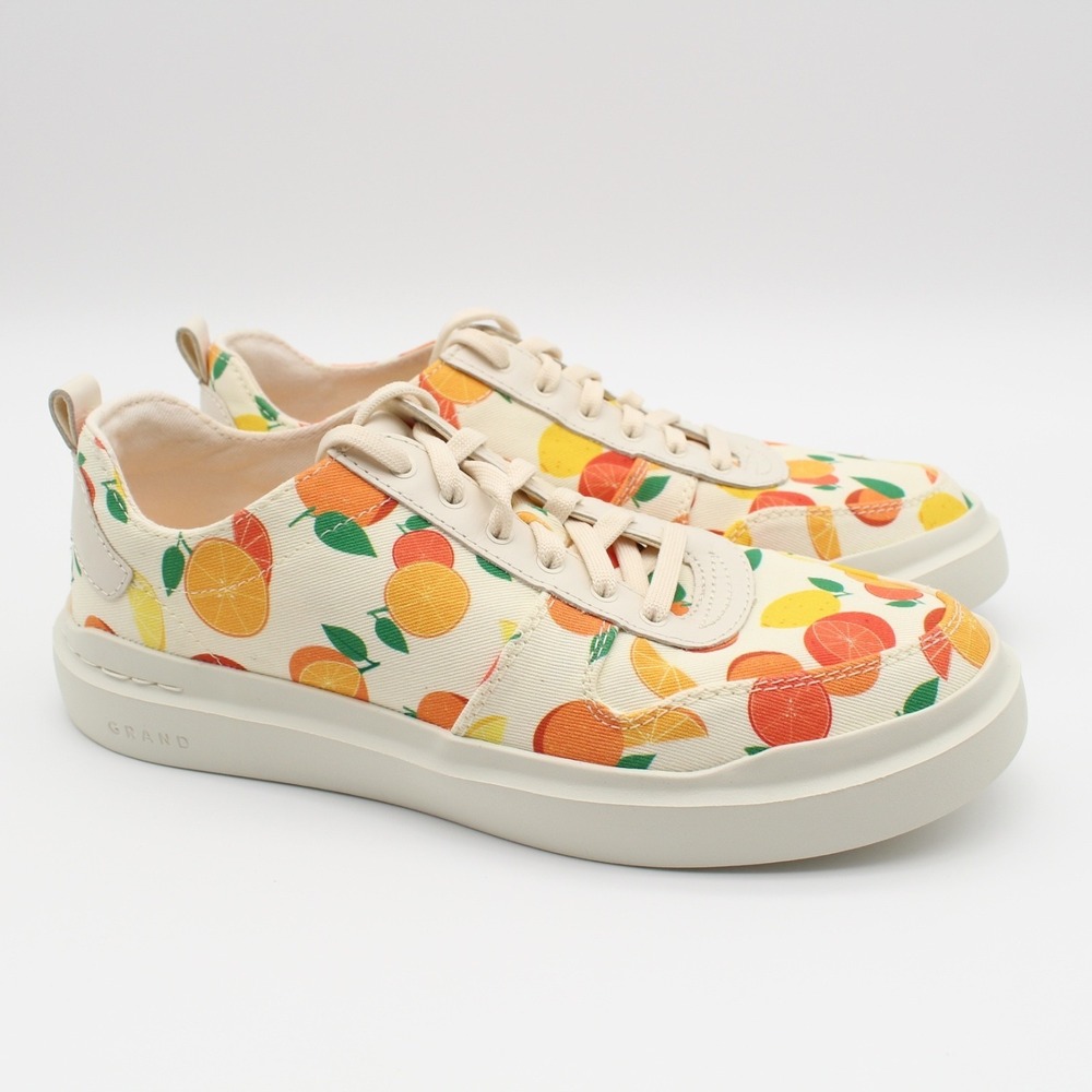 Cole Haan Grandpro Canvas Sneakers Womens Size 8B White Fruit Print Shoes